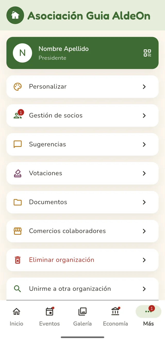 Más opciones de la app AldeOn para peñas